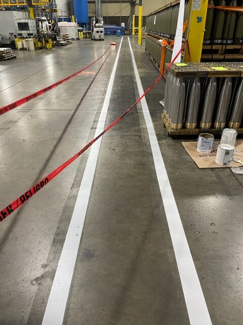 Freshly Installed Epoxy 5S Markings on Warehouse Floor