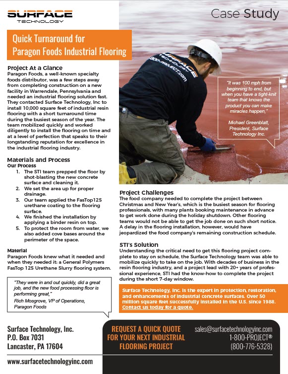 food industry epoxy floor installation